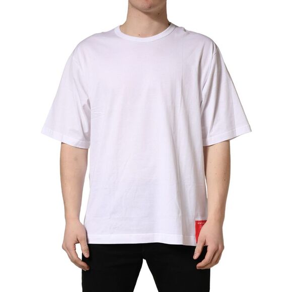 Dolce & Gabbana White Cotton Short Sleeves Crew Neck Men's T-shirt